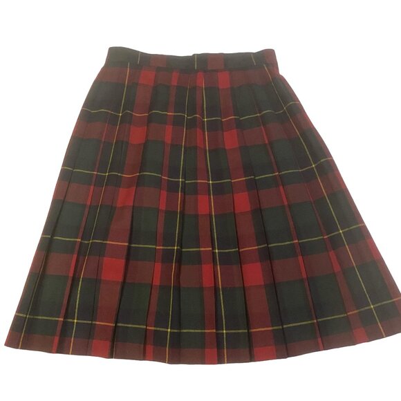 NYGARD COLLECTION Red Wool Tartan Wrap Skirt Plaid Gold Button 12 - Picture 3 of 14